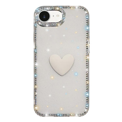 Flash Rhinestone Double-sided IMD Love Heart Phone Case, For iPhone 17e / 16e, For iPhone 17 Pro Max, For iPhone 17 Pro