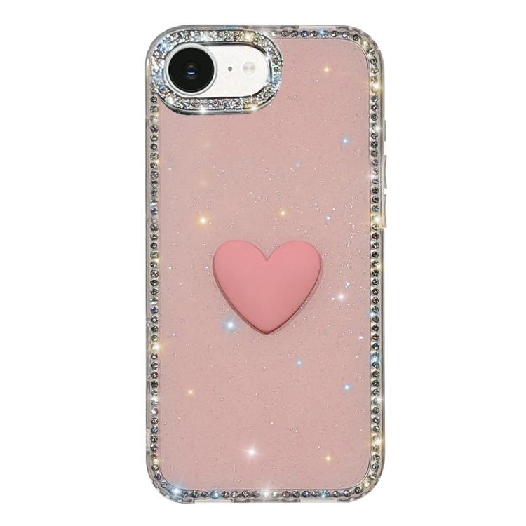 Flash Rhinestone Double-sided IMD Love Heart Phone Case, For iPhone 17e / 16e, For iPhone 17 Pro Max, For iPhone 17 Pro