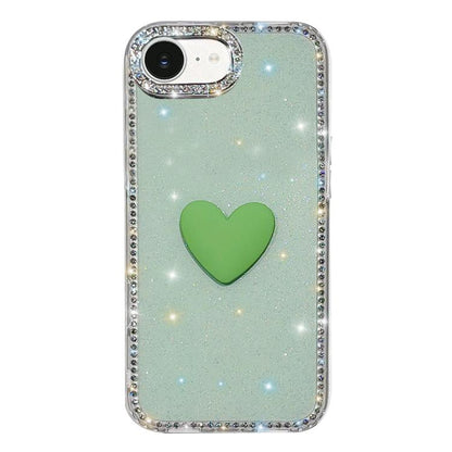 Flash Rhinestone Double-sided IMD Love Heart Phone Case, For iPhone 17e / 16e, For iPhone 17 Pro Max, For iPhone 17 Pro