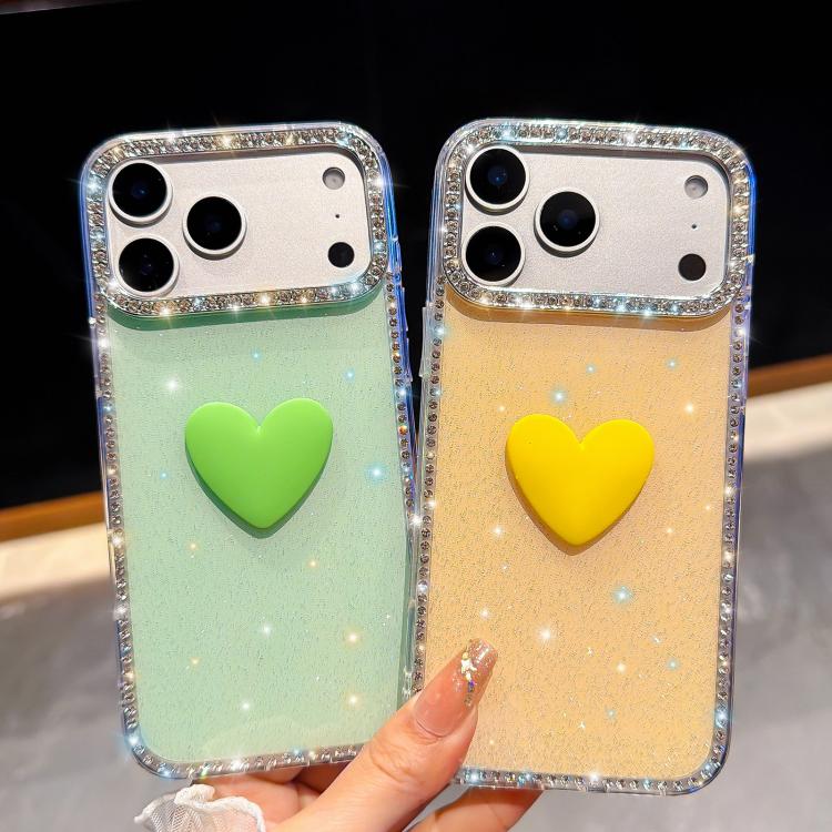 Flash Rhinestone Double-sided IMD Love Heart Phone Case, For iPhone 17, For iPhone Air