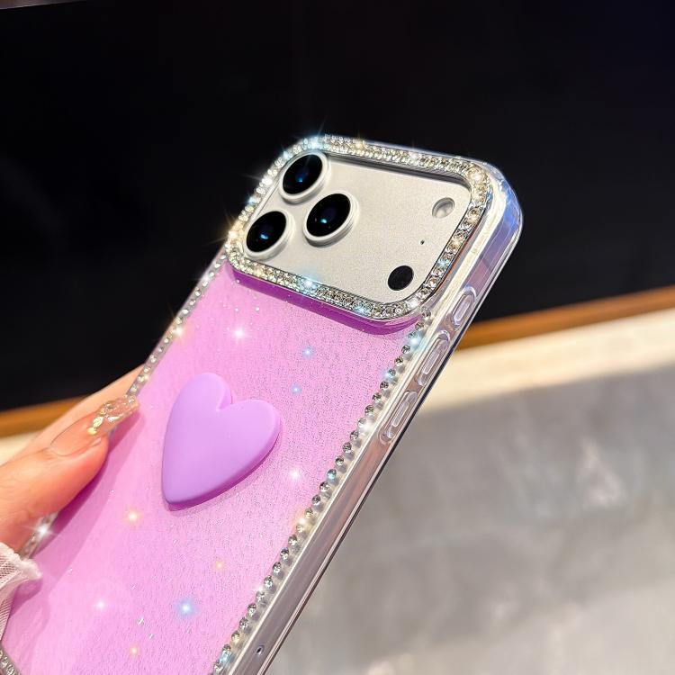 Flash Rhinestone Double-sided IMD Love Heart Phone Case, For iPhone 17, For iPhone Air