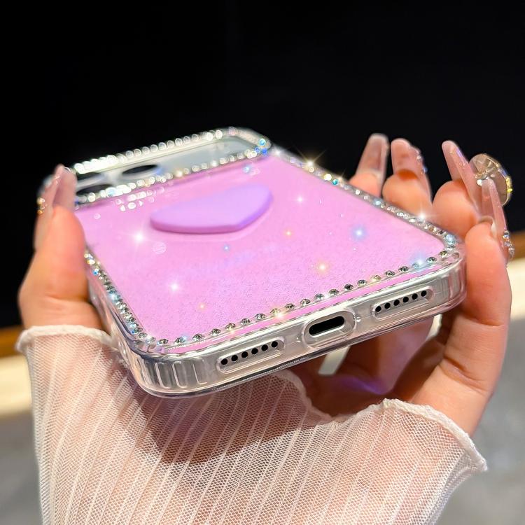 Flash Rhinestone Double-sided IMD Love Heart Phone Case, For iPhone 17, For iPhone Air