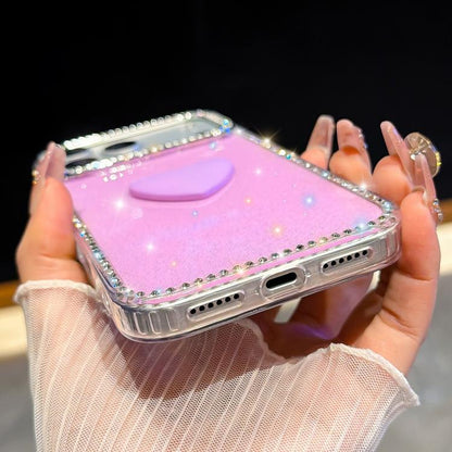 Flash Rhinestone Double-sided IMD Love Heart Phone Case, For iPhone 14 Pro, For iPhone 14 Pro Max
