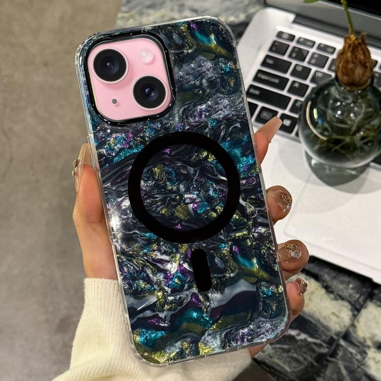 Gold-plated Shell Texture Magnetic Phone Case, For iPhone 16, For iPhone 15 Pro Max, For iPhone 15 Pro, For iPhone 15