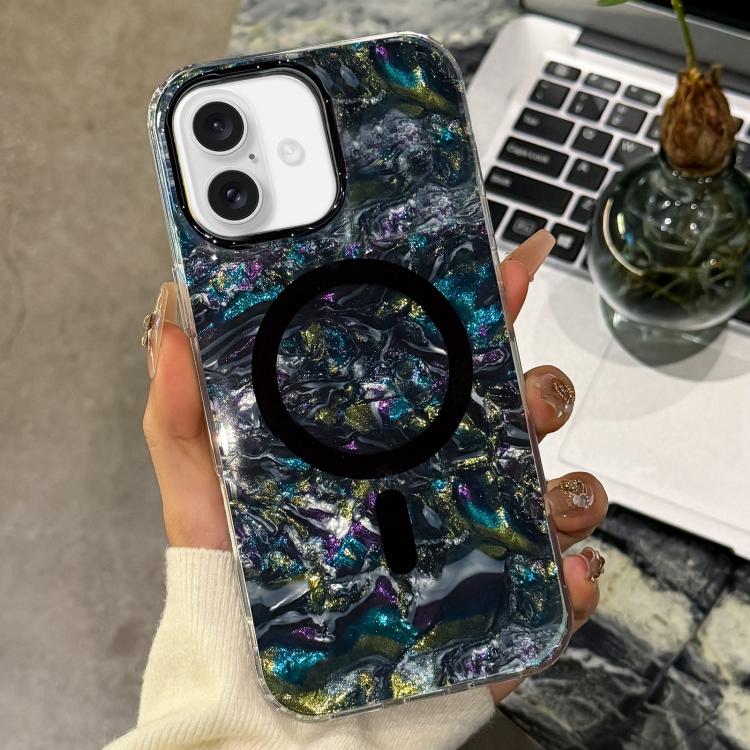 Gold-plated Shell Texture Magnetic Phone Case, For iPhone 16, For iPhone 15 Pro Max, For iPhone 15 Pro, For iPhone 15