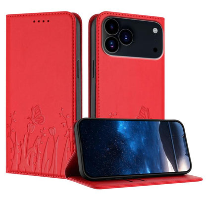 Tulips Butterfly Pattern Magnetic Vegan Leather Phone Case, For iPhone 17e / 16e, For iPhone 17 Pro Max
