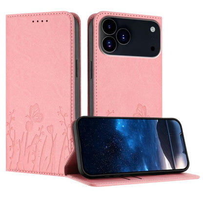 Tulips Butterfly Pattern Magnetic Vegan Leather Phone Case, For iPhone 17 Pro, For iPhone 17