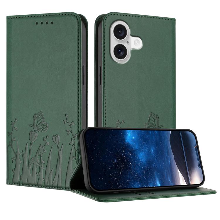 Tulips Butterfly Pattern Magnetic Vegan Leather Phone Case, For iPhone 17 Pro, For iPhone 17