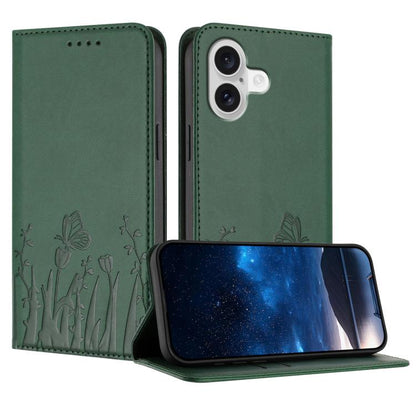 Tulips Butterfly Pattern Magnetic Vegan Leather Phone Case, For iPhone 17 Pro, For iPhone 17