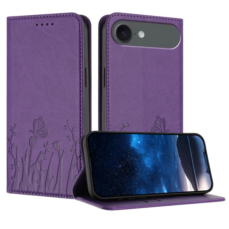 Tulips Butterfly Pattern Magnetic Vegan Leather Phone Case, For iPhone Air, For iPhone 16 Pro Max