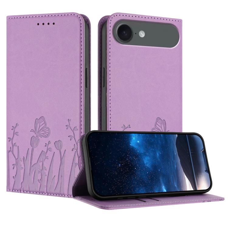 Tulips Butterfly Pattern Magnetic Vegan Leather Phone Case, For iPhone Air, For iPhone 16 Pro Max