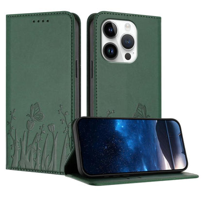 Tulips Butterfly Pattern Magnetic Vegan Leather Phone Case, For iPhone 16 Pro, For iPhone 16 Plus