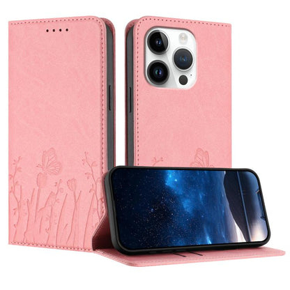 Tulips Butterfly Pattern Magnetic Vegan Leather Phone Case, For iPhone 16 Pro, For iPhone 16 Plus