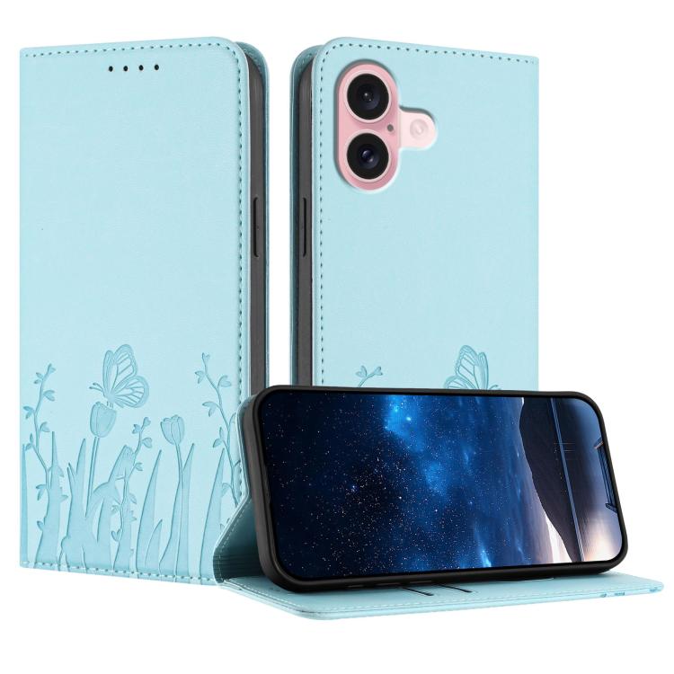 Tulips Butterfly Pattern Magnetic Vegan Leather Phone Case, For iPhone 16, For iPhone 15 Pro Max