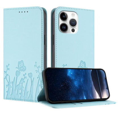 Tulips Butterfly Pattern Magnetic Vegan Leather Phone Case, For iPhone 16, For iPhone 15 Pro Max