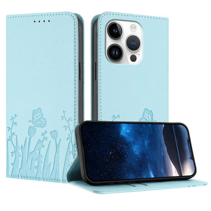 Tulips Butterfly Pattern Magnetic Vegan Leather Phone Case, For iPhone 15 Pro, For iPhone 15 Plus