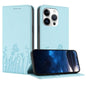 Tulips Butterfly Pattern Magnetic Vegan Leather Phone Case, For iPhone 15 Pro, For iPhone 15 Plus