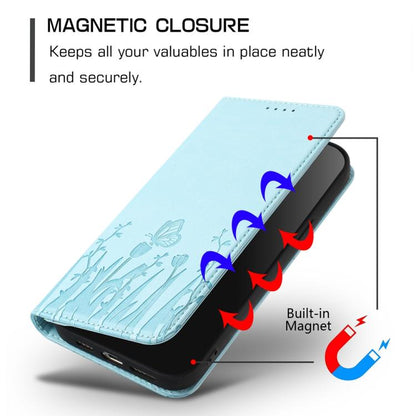 Tulips Butterfly Pattern Magnetic Vegan Leather Phone Case, For iPhone 15, For iPhone 14 Plus