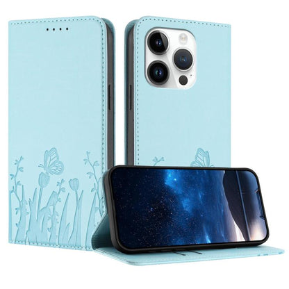 Tulips Butterfly Pattern Magnetic Vegan Leather Phone Case, For iPhone 14, For iPhone 14 Pro