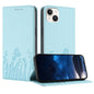 Tulips Butterfly Pattern Magnetic Vegan Leather Phone Case, For iPhone 15, For iPhone 14 Plus