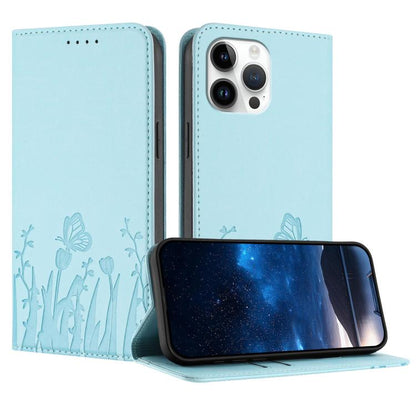 Tulips Butterfly Pattern Magnetic Vegan Leather Phone Case, For iPhone 13 Pro Max, For iPhone 13 Pro