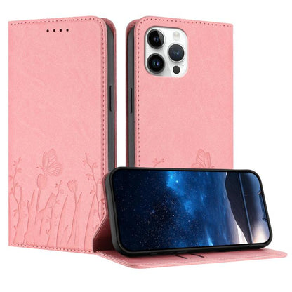 Tulips Butterfly Pattern Magnetic Vegan Leather Phone Case, For iPhone 12 / 12 Pro, For iPhone 12 Pro Max