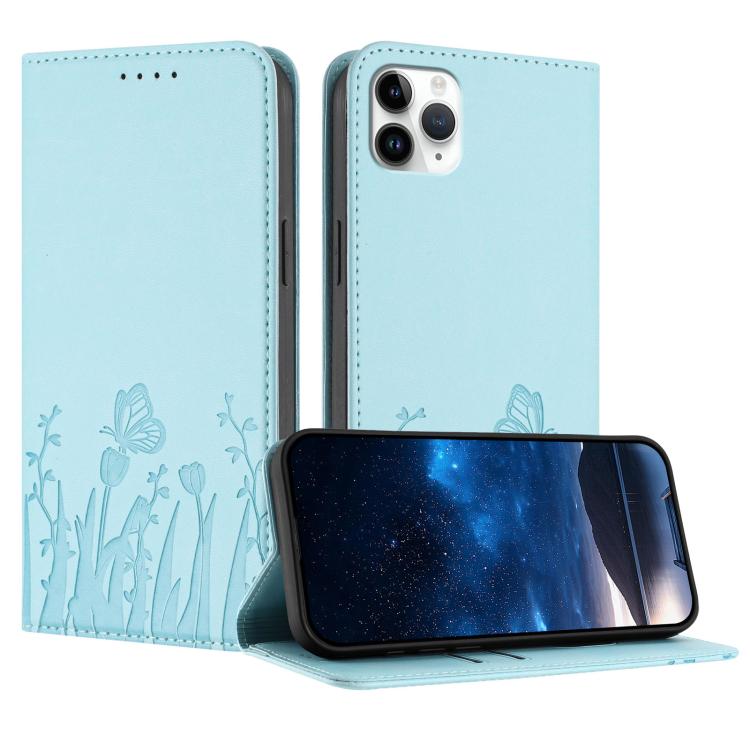 Tulips Butterfly Pattern Magnetic Vegan Leather Phone Case, For iPhone 12 mini, For iPhone 11 Pro Max