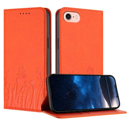 Tulips Butterfly Pattern Magnetic Vegan Leather Phone Case, For iPhone 14 Pro Max, For iPhone SE 2022 / SE 2020 / 7 / 8