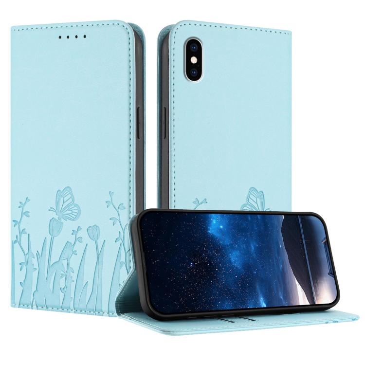 Tulips Butterfly Pattern Magnetic Vegan Leather Phone Case, For iPhone X / XS, For iPhone XS Max