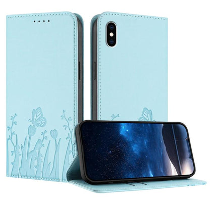 Tulips Butterfly Pattern Magnetic Vegan Leather Phone Case, For iPhone X / XS, For iPhone XS Max