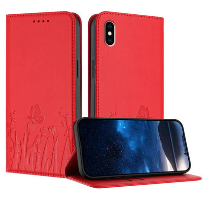 Tulips Butterfly Pattern Magnetic Vegan Leather Phone Case, For iPhone X / XS, For iPhone XS Max