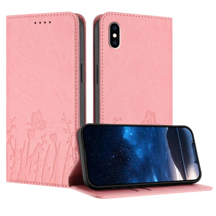 Tulips Butterfly Pattern Magnetic Vegan Leather Phone Case, For iPhone X / XS, For iPhone XS Max