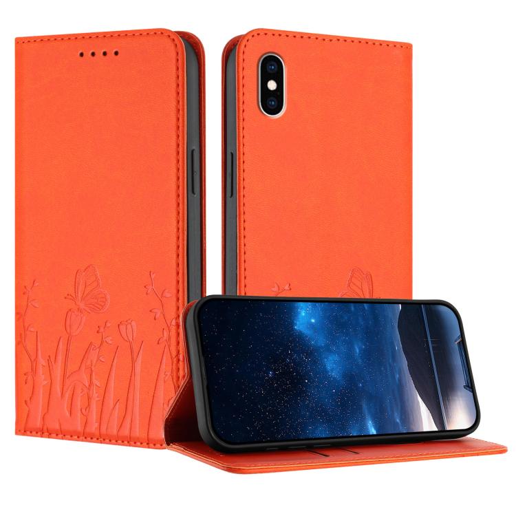 Tulips Butterfly Pattern Magnetic Vegan Leather Phone Case, For iPhone X / XS, For iPhone XS Max