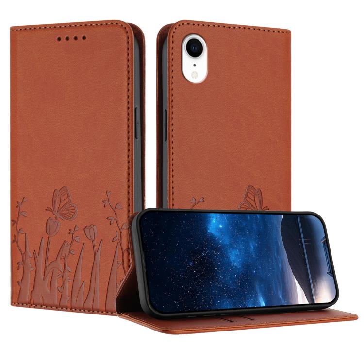 Tulips Butterfly Pattern Magnetic Vegan Leather Phone Case, For iPhone XR, For iPhone 8 Plus / 7 Plus
