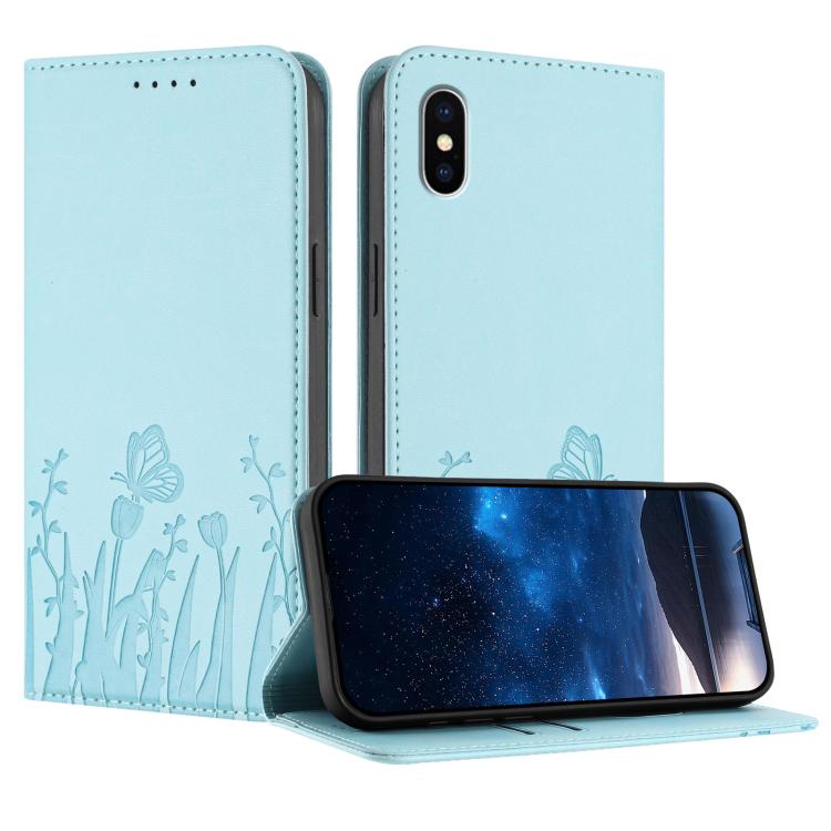 Tulips Butterfly Pattern Magnetic Vegan Leather Phone Case, For iPhone X / XS, For iPhone XS Max