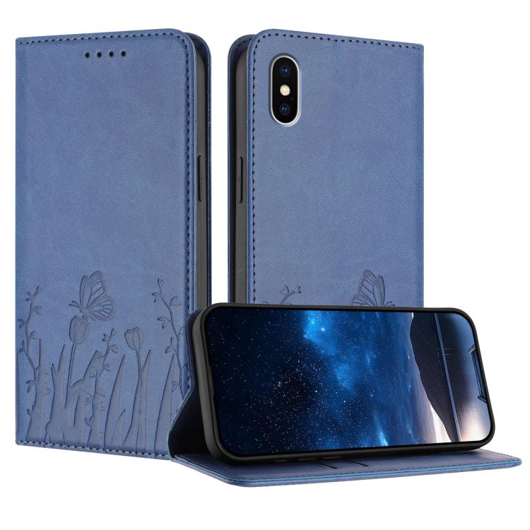 Tulips Butterfly Pattern Magnetic Vegan Leather Phone Case, For iPhone X / XS, For iPhone XS Max