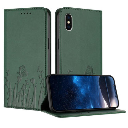 Tulips Butterfly Pattern Magnetic Vegan Leather Phone Case, For iPhone X / XS, For iPhone XS Max