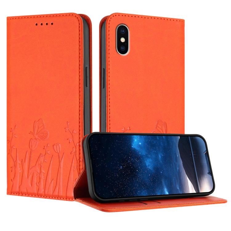 Tulips Butterfly Pattern Magnetic Vegan Leather Phone Case, For iPhone X / XS, For iPhone XS Max