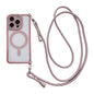 Rhinestone Clear Acrylic Electroplated Magnetic Phone Case with Right-Side Crossbody Lanyard, For iPhone 15 Pro Max, For iPhone 15 Pro, For iPhone 15 Plus / 14 Plus, For iPhone 15