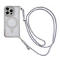 Rhinestone Clear Acrylic Electroplated Magnetic Phone Case with Right-Side Crossbody Lanyard, For iPhone 15 Pro Max, For iPhone 15 Pro, For iPhone 15 Plus / 14 Plus, For iPhone 15