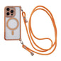 Rhinestone Clear Acrylic Electroplated Magnetic Phone Case with Right-Side Crossbody Lanyard, For iPhone 15 Pro Max, For iPhone 15 Pro, For iPhone 15 Plus / 14 Plus, For iPhone 15