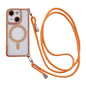 Rhinestone Clear Acrylic Electroplated Magnetic Phone Case with Right-Side Crossbody Lanyard, For iPhone 15 Pro Max, For iPhone 15 Pro, For iPhone 15 Plus / 14 Plus, For iPhone 15