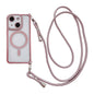 Rhinestone Clear Acrylic Electroplated Magnetic Phone Case with Right-Side Crossbody Lanyard, For iPhone 14 / 13, For iPhone 14 Pro, For iPhone 14 Pro Max, For iPhone 13 Pro Max