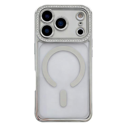Rhinestone Clear Acrylic Electroplated Magnetic Phone Case, For iPhone 17 Pro Max, For iPhone 17 Pro, For iPhone 17, For iPhone Air