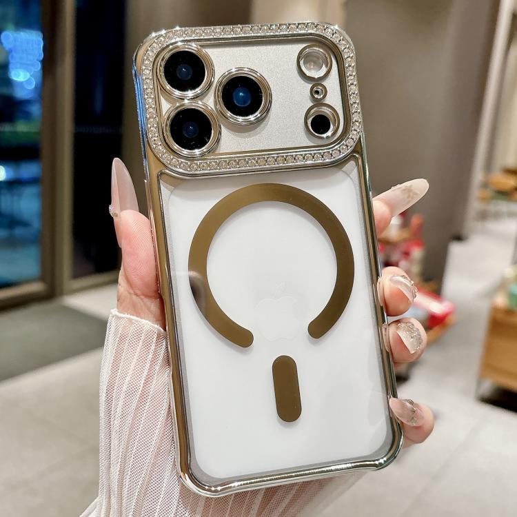 Rhinestone Clear Acrylic Electroplated Magnetic Phone Case, For iPhone 17 Pro Max, For iPhone 17 Pro, For iPhone 17, For iPhone Air