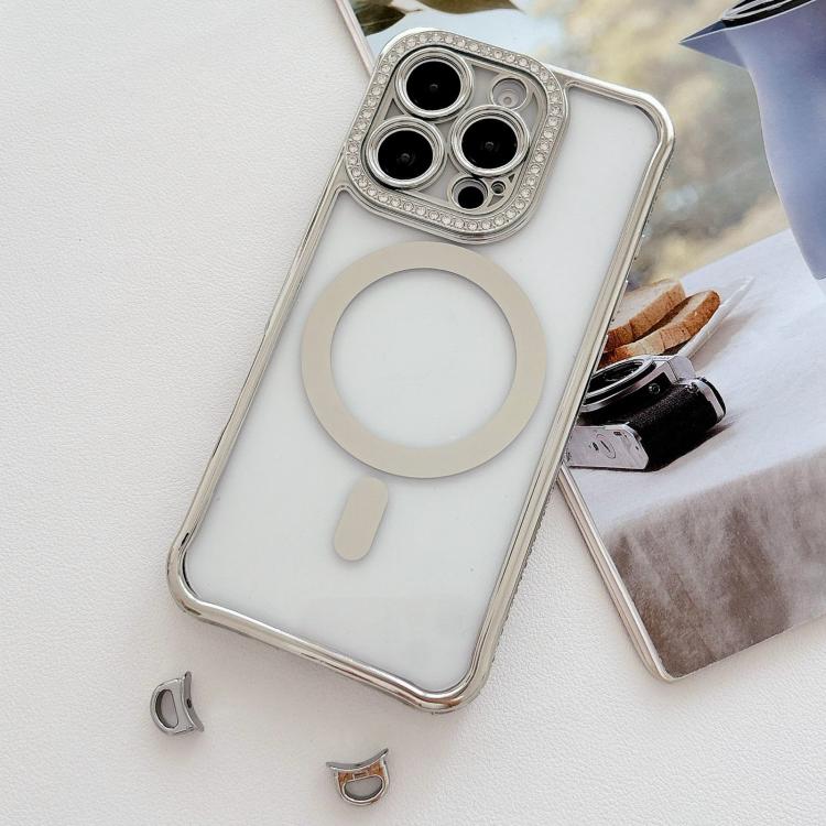 Rhinestone Clear Acrylic Electroplated Magnetic Phone Case, For iPhone 16 Pro Max, For iPhone 16 Pro, For iPhone 16 Plus, For iPhone 16