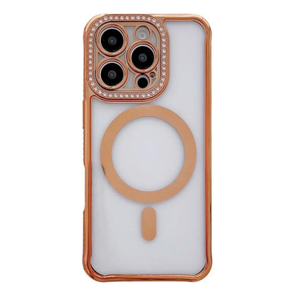 Rhinestone Clear Acrylic Electroplated Magnetic Phone Case, For iPhone 16 Pro Max, For iPhone 16 Pro, For iPhone 16 Plus, For iPhone 16
