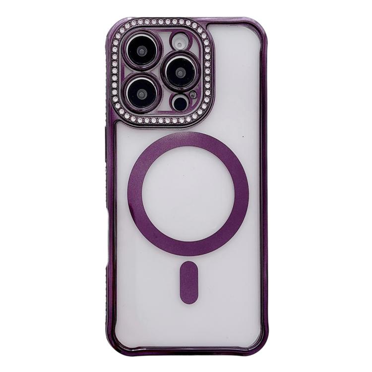Rhinestone Clear Acrylic Electroplated Magnetic Phone Case, For iPhone 16 Pro Max, For iPhone 16 Pro, For iPhone 16 Plus, For iPhone 16