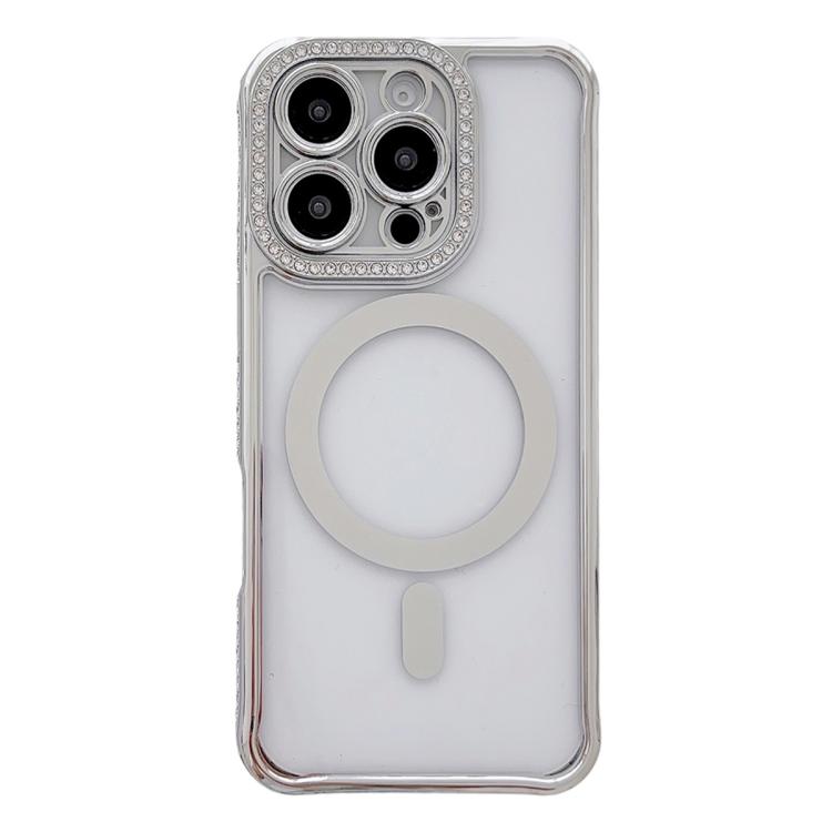 Rhinestone Clear Acrylic Electroplated Magnetic Phone Case, For iPhone 16 Pro Max, For iPhone 16 Pro, For iPhone 16 Plus, For iPhone 16