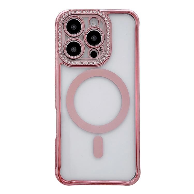 Rhinestone Clear Acrylic Electroplated Magnetic Phone Case, For iPhone 16 Pro Max, For iPhone 16 Pro, For iPhone 16 Plus, For iPhone 16